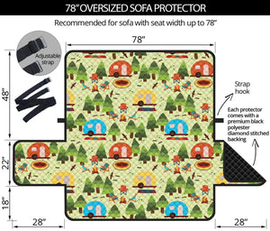 Camping Picnic Pattern Print Oversized Sofa Protector