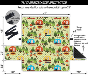 Camping Picnic Pattern Print Oversized Sofa Protector