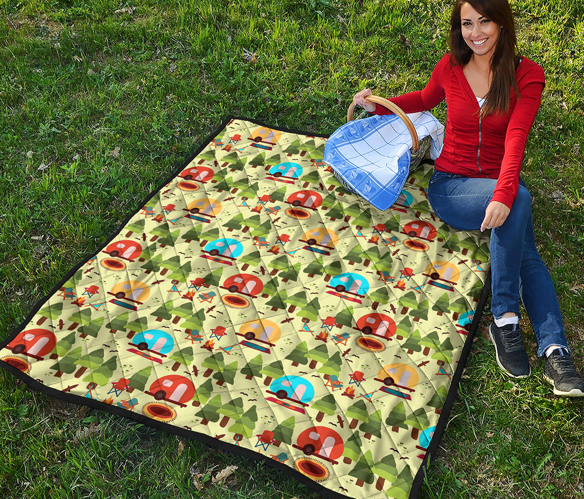 Camping Picnic Pattern Print Quilt