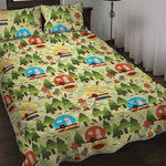 Camping Picnic Pattern Print Quilt Bed Set