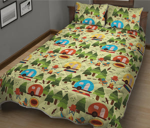 Camping Picnic Pattern Print Quilt Bed Set