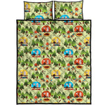 Camping Picnic Pattern Print Quilt Bed Set