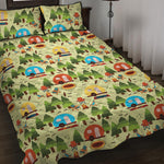 Camping Picnic Pattern Print Quilt Bed Set