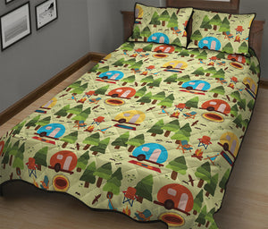 Camping Picnic Pattern Print Quilt Bed Set