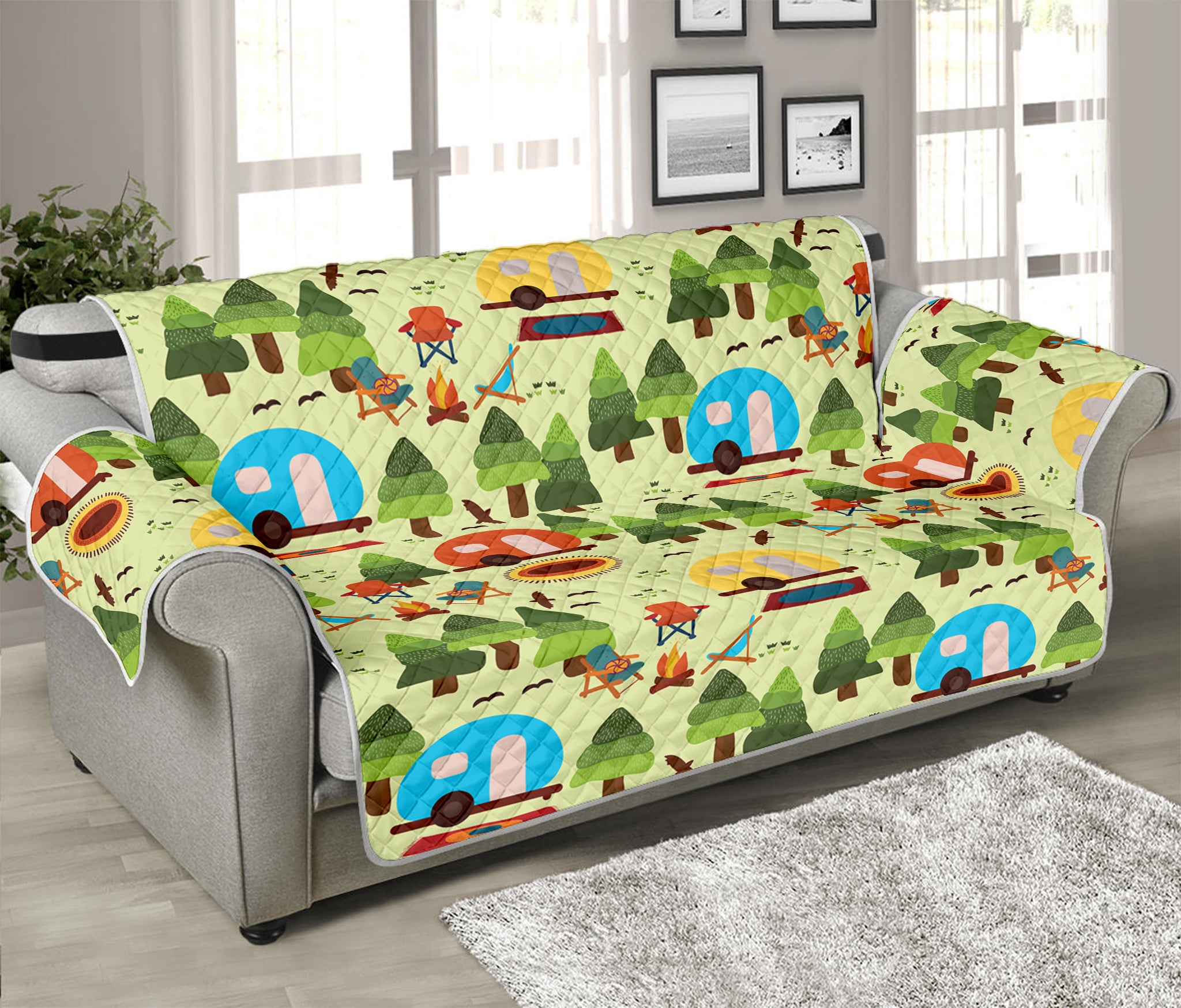 Camping Picnic Pattern Print Sofa Protector