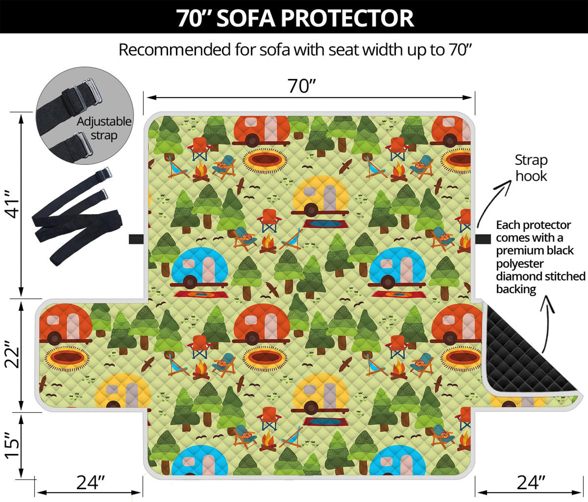 Camping Picnic Pattern Print Sofa Protector