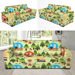 Camping Picnic Pattern Print Sofa Slipcover