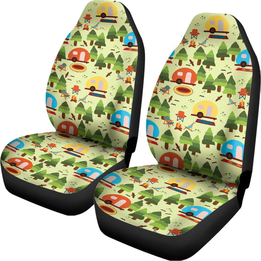 Camping Picnic Pattern Print Universal Fit Car Seat Covers
