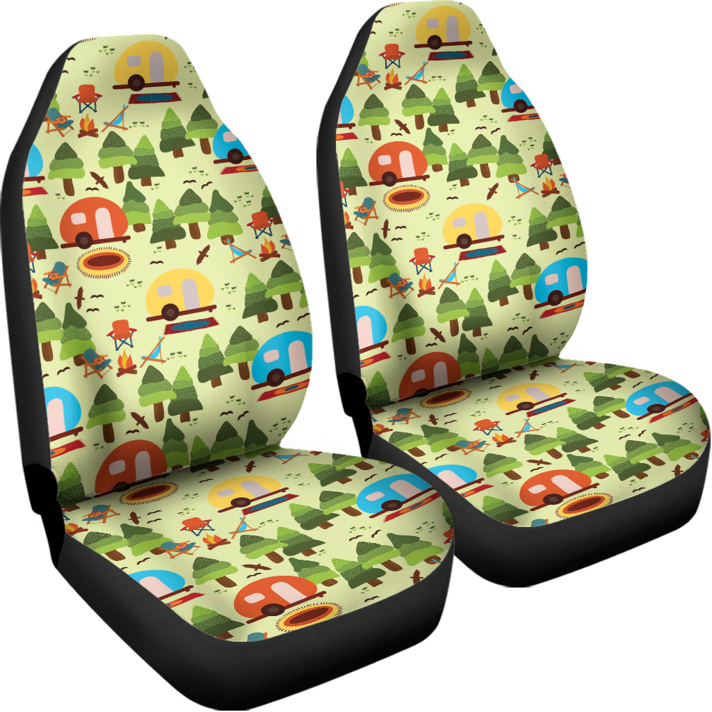 Camping Picnic Pattern Print Universal Fit Car Seat Covers