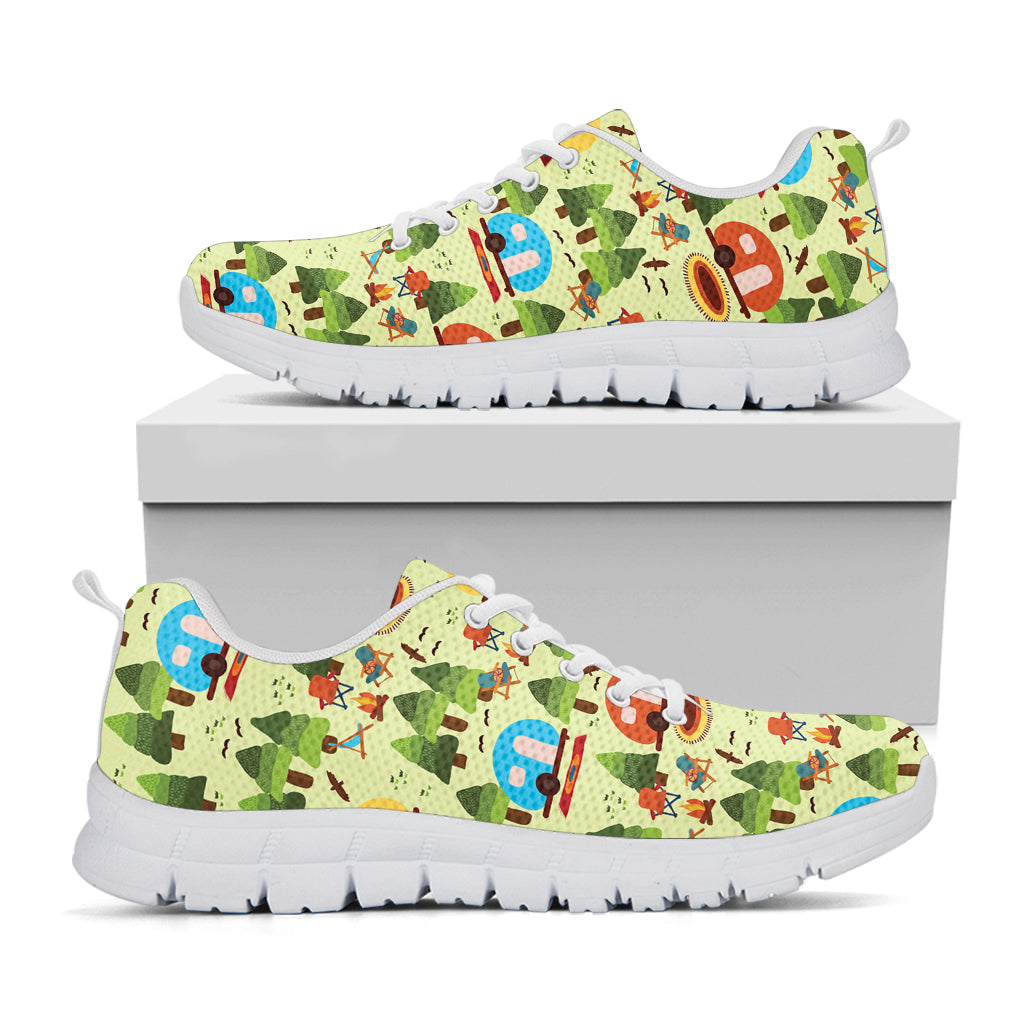 Camping Picnic Pattern Print White Sneakers