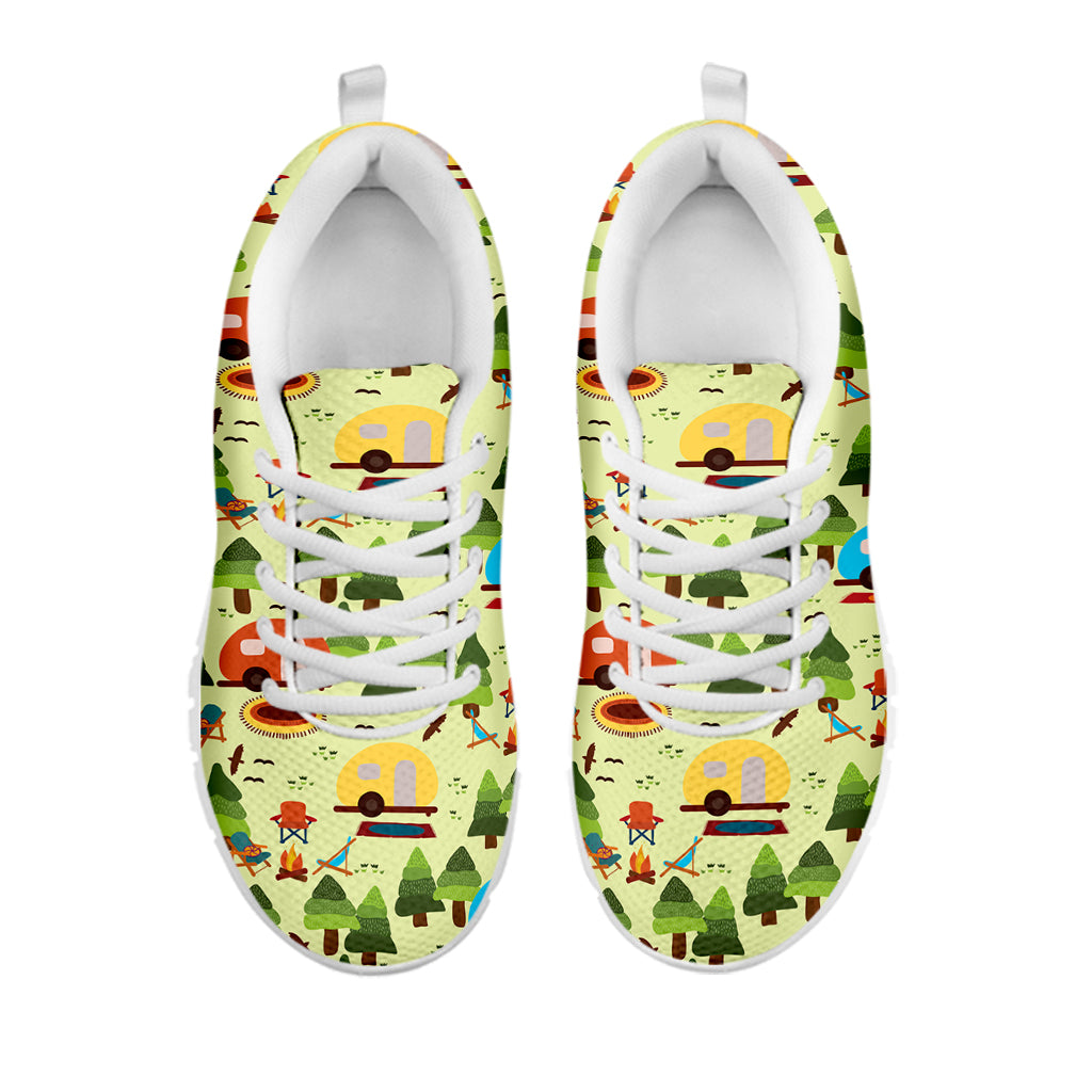 Camping Picnic Pattern Print White Sneakers