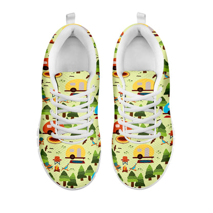 Camping Picnic Pattern Print White Sneakers