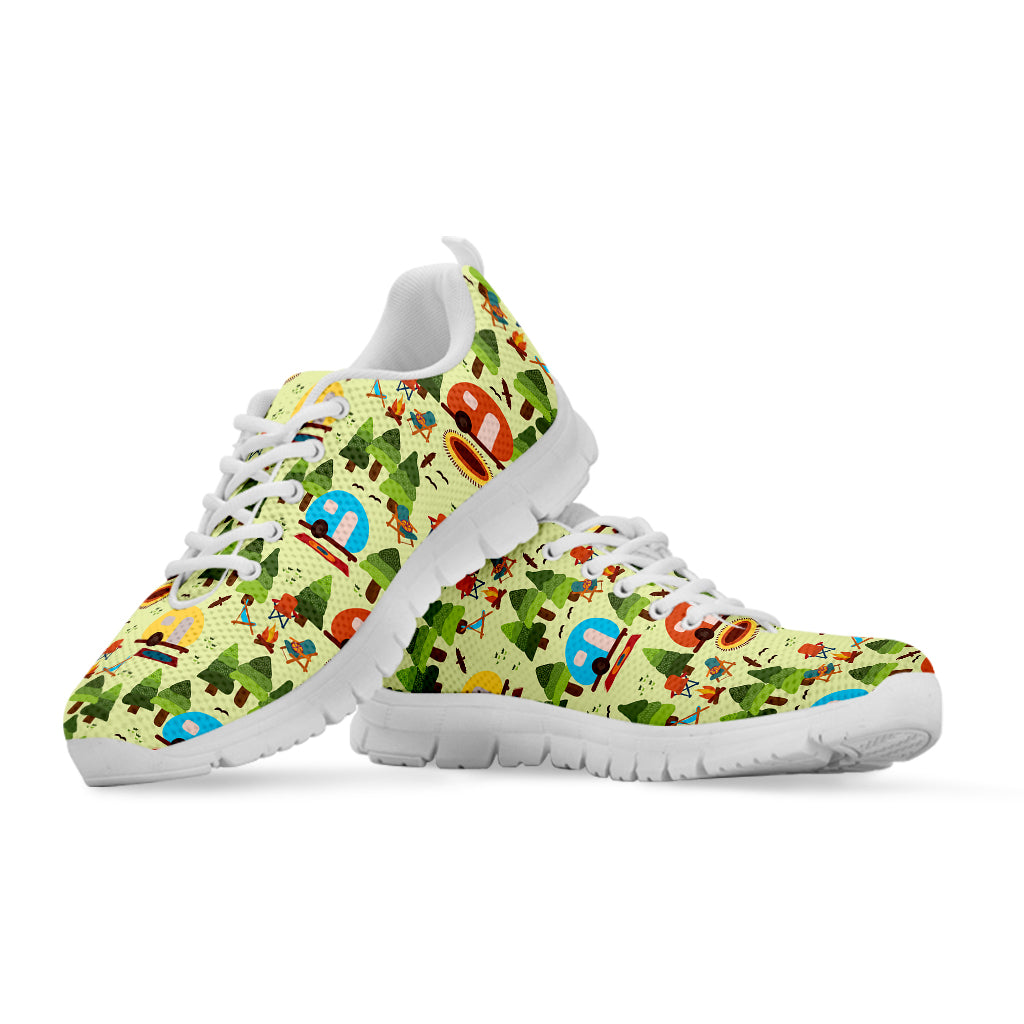 Camping Picnic Pattern Print White Sneakers