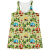 Camping Picnic Pattern Print Women's Racerback Tank Top