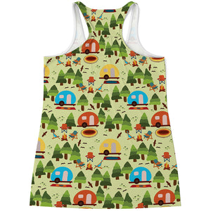 Camping Picnic Pattern Print Women's Racerback Tank Top