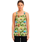 Camping Picnic Pattern Print Women's Racerback Tank Top