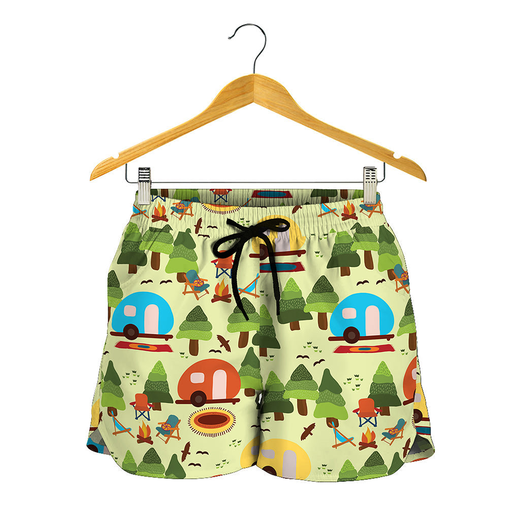 Camping Picnic Pattern Print Women's Shorts