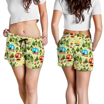 Camping Picnic Pattern Print Women's Shorts