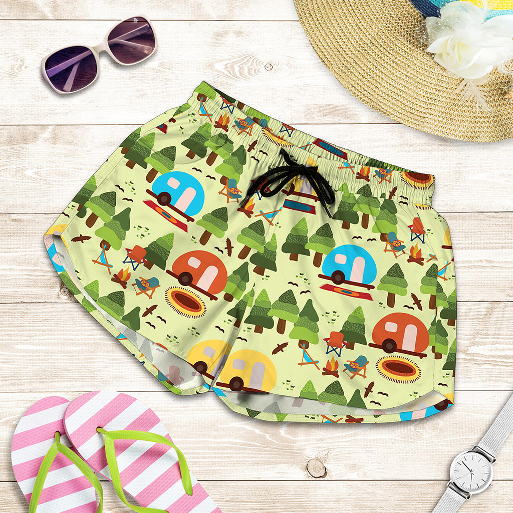 Camping Picnic Pattern Print Women's Shorts