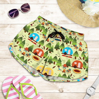 Camping Picnic Pattern Print Women's Shorts