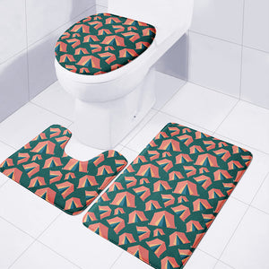 Camping Tent Pattern Print 3 Piece Bath Mat Set