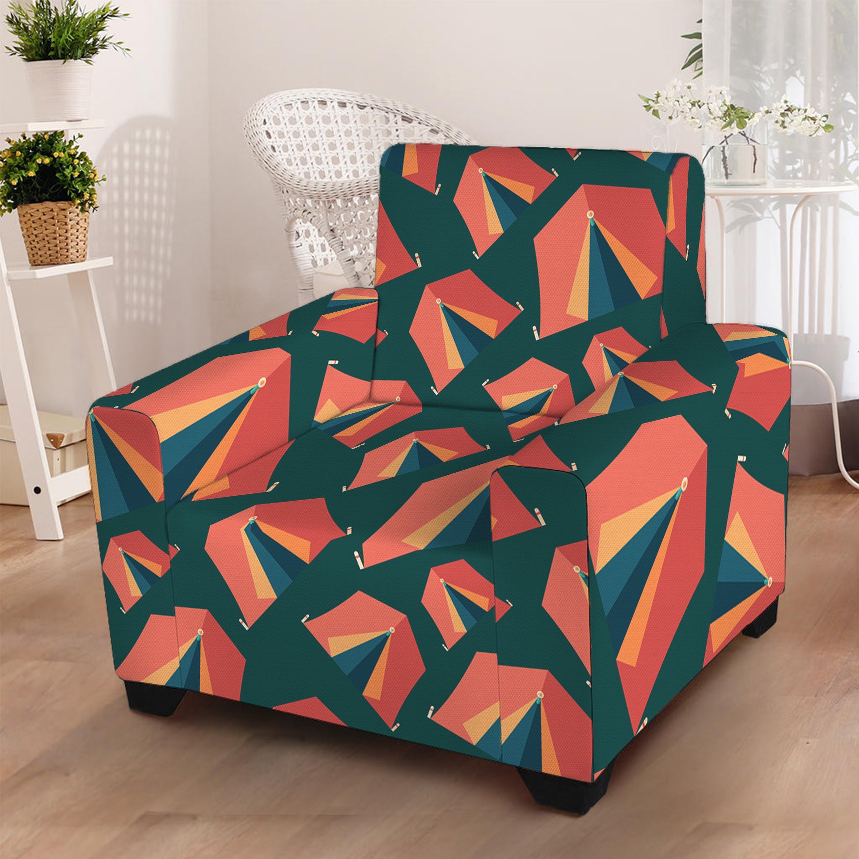 Camping Tent Pattern Print Armchair Slipcover