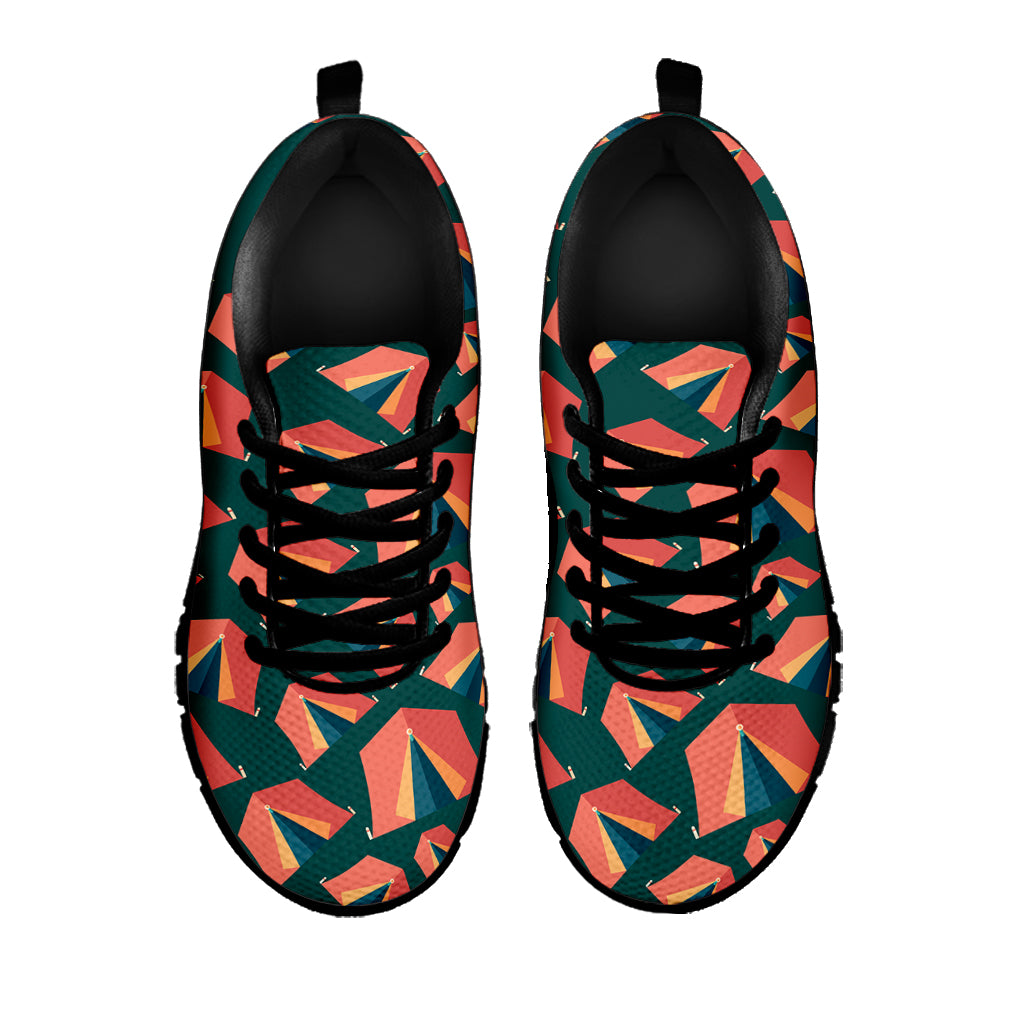 Camping Tent Pattern Print Black Sneakers