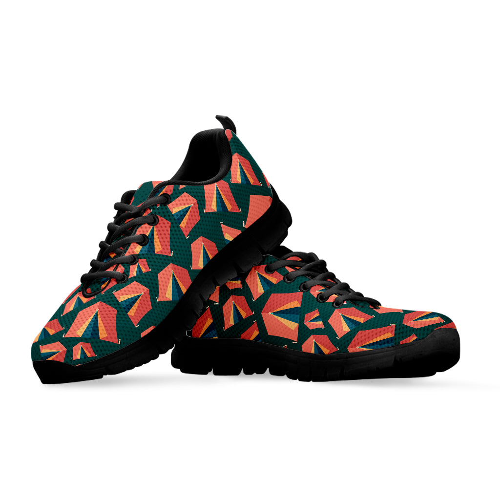Camping Tent Pattern Print Black Sneakers