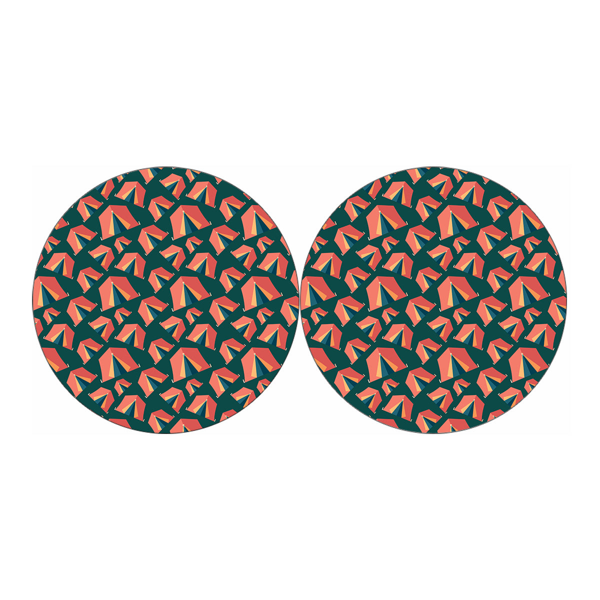 Camping Tent Pattern Print Car Coasters