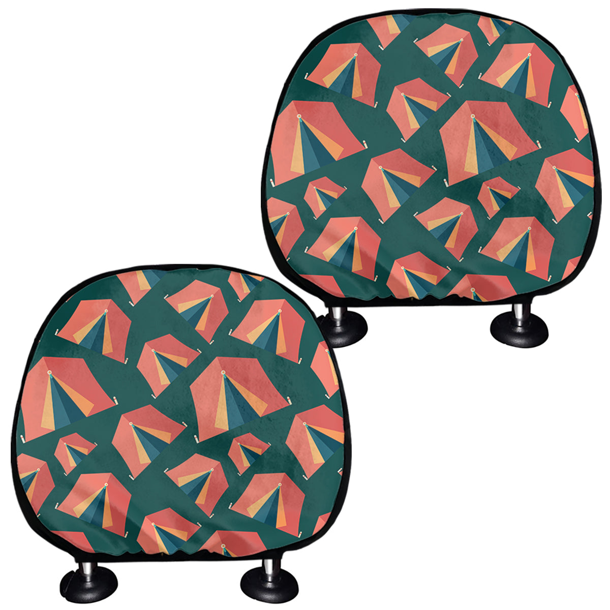 Camping Tent Pattern Print Car Headrest Covers
