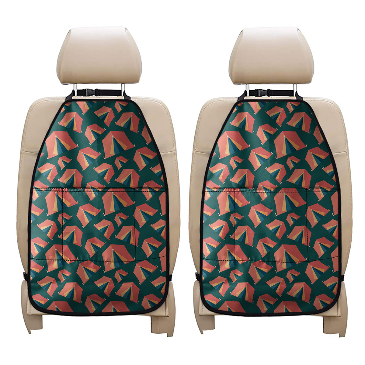 Camping Tent Pattern Print Car Seat Organizers