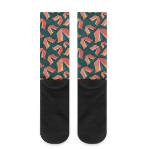 Camping Tent Pattern Print Crew Socks