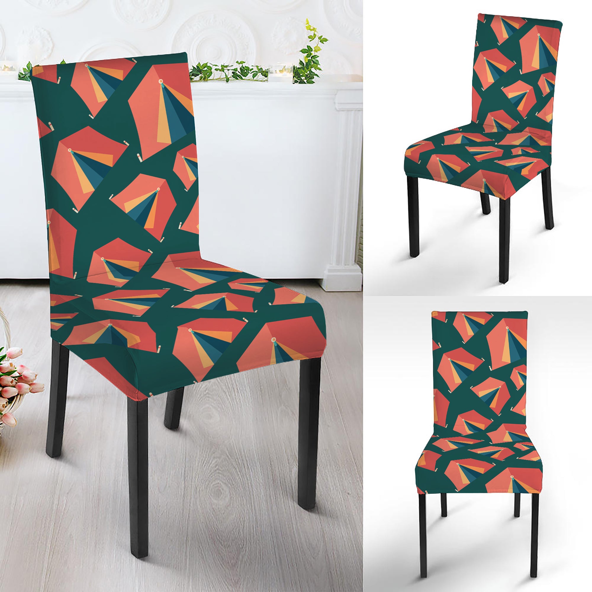 Camping Tent Pattern Print Dining Chair Slipcover