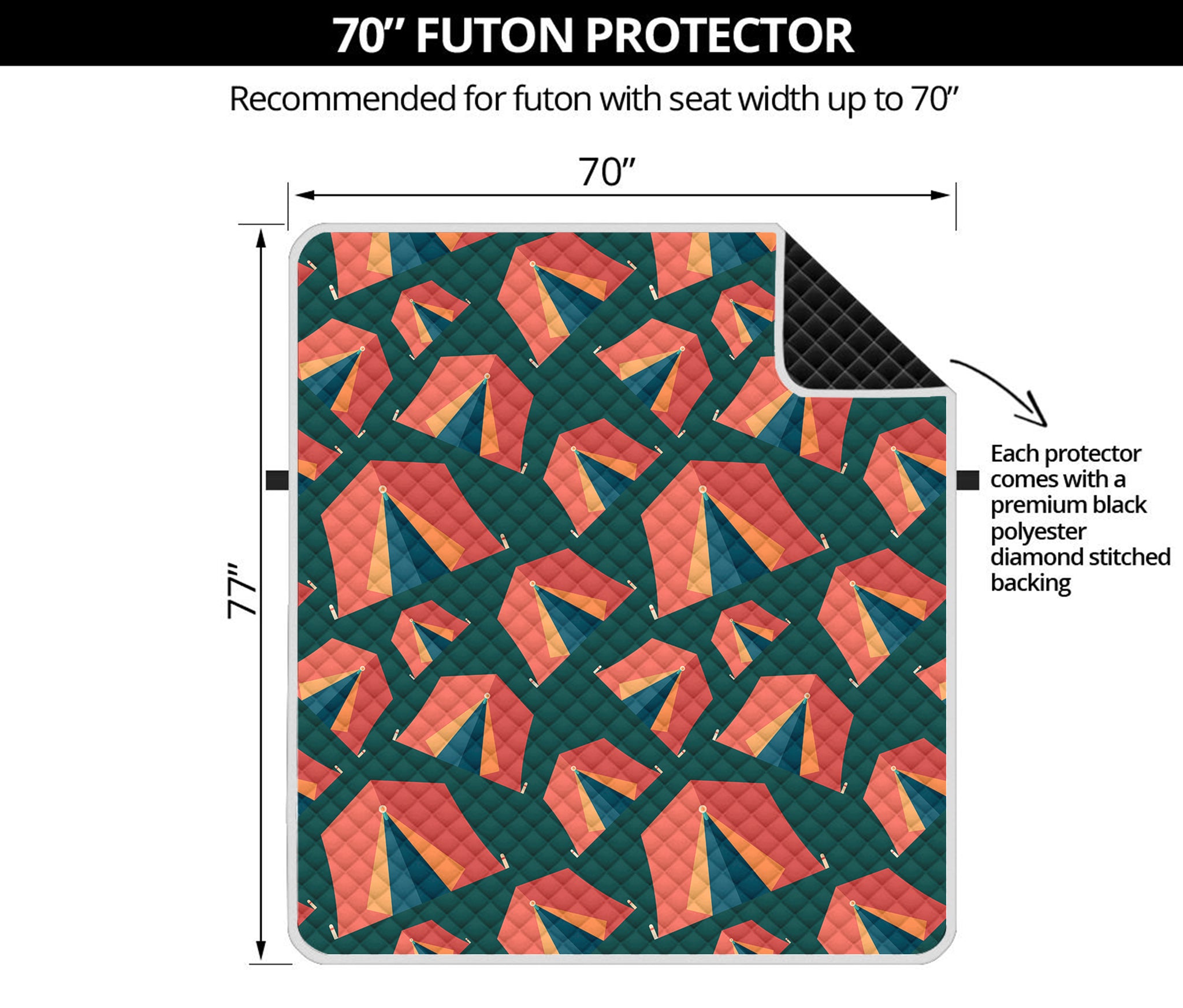 Camping Tent Pattern Print Futon Protector