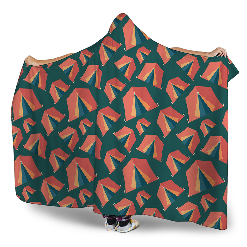 Camping Tent Pattern Print Hooded Blanket