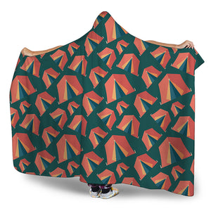 Camping Tent Pattern Print Hooded Blanket