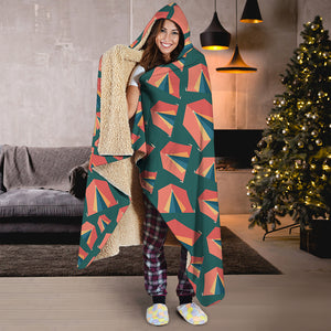 Camping Tent Pattern Print Hooded Blanket