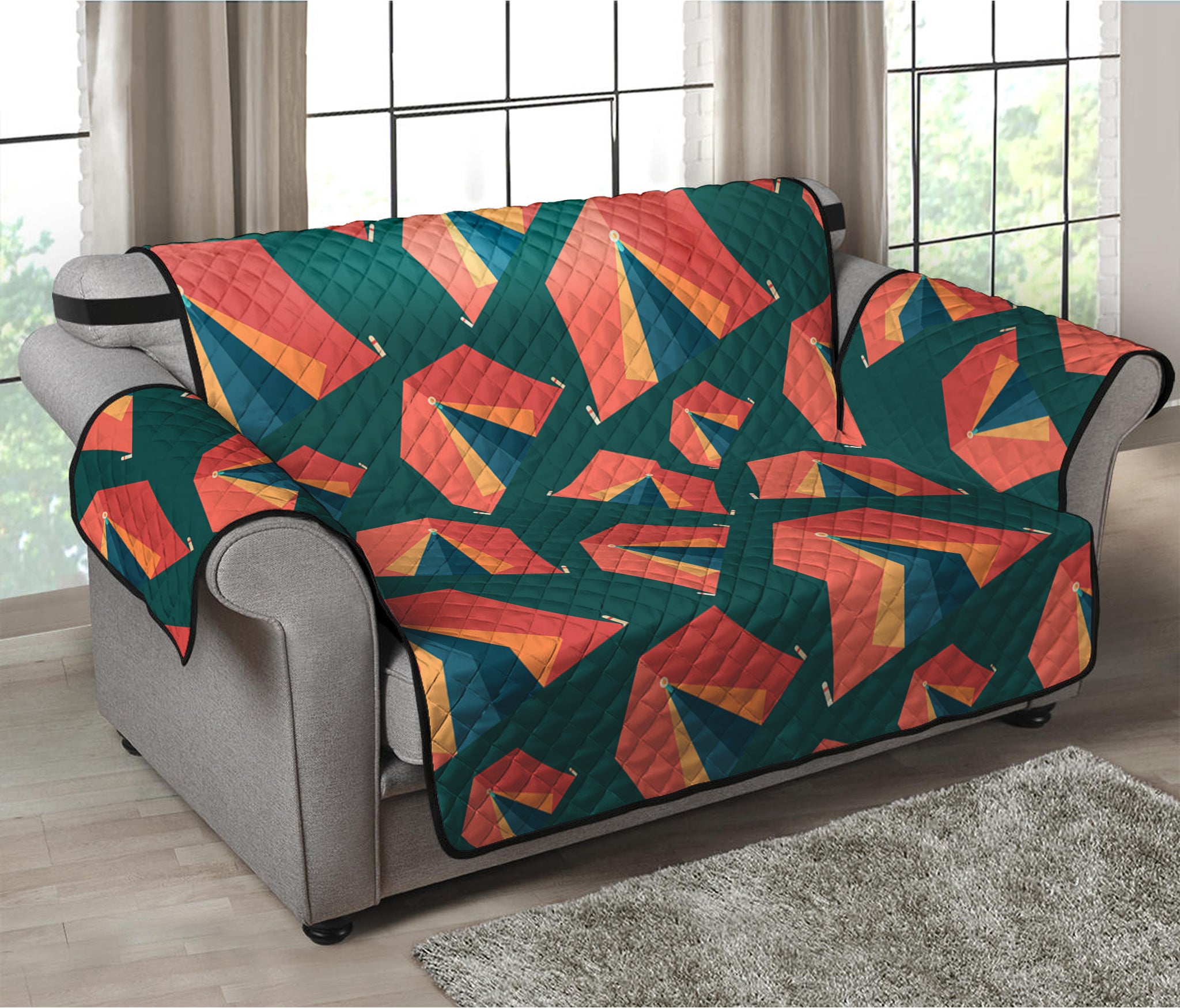 Camping Tent Pattern Print Loveseat Protector