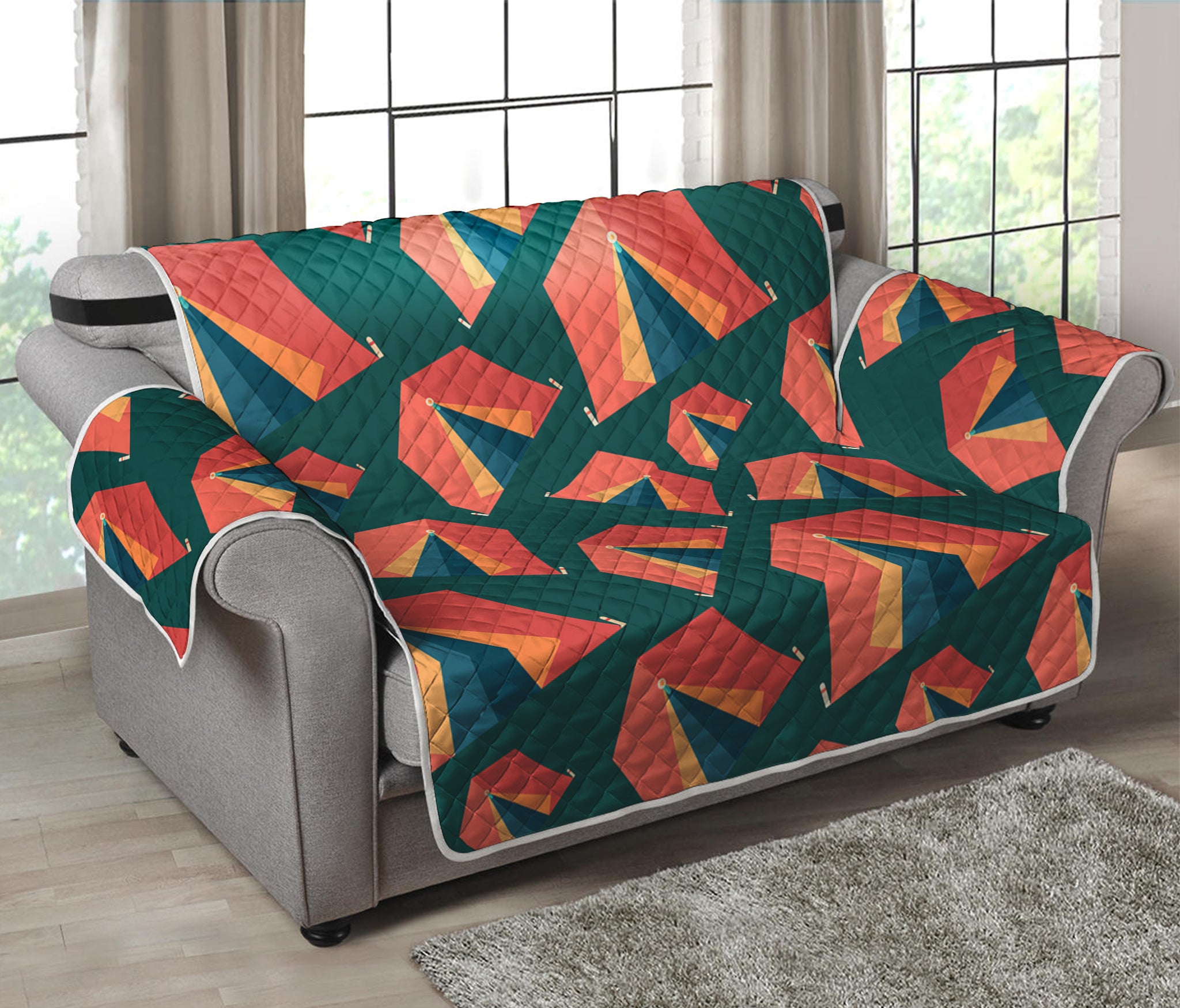 Camping Tent Pattern Print Loveseat Protector