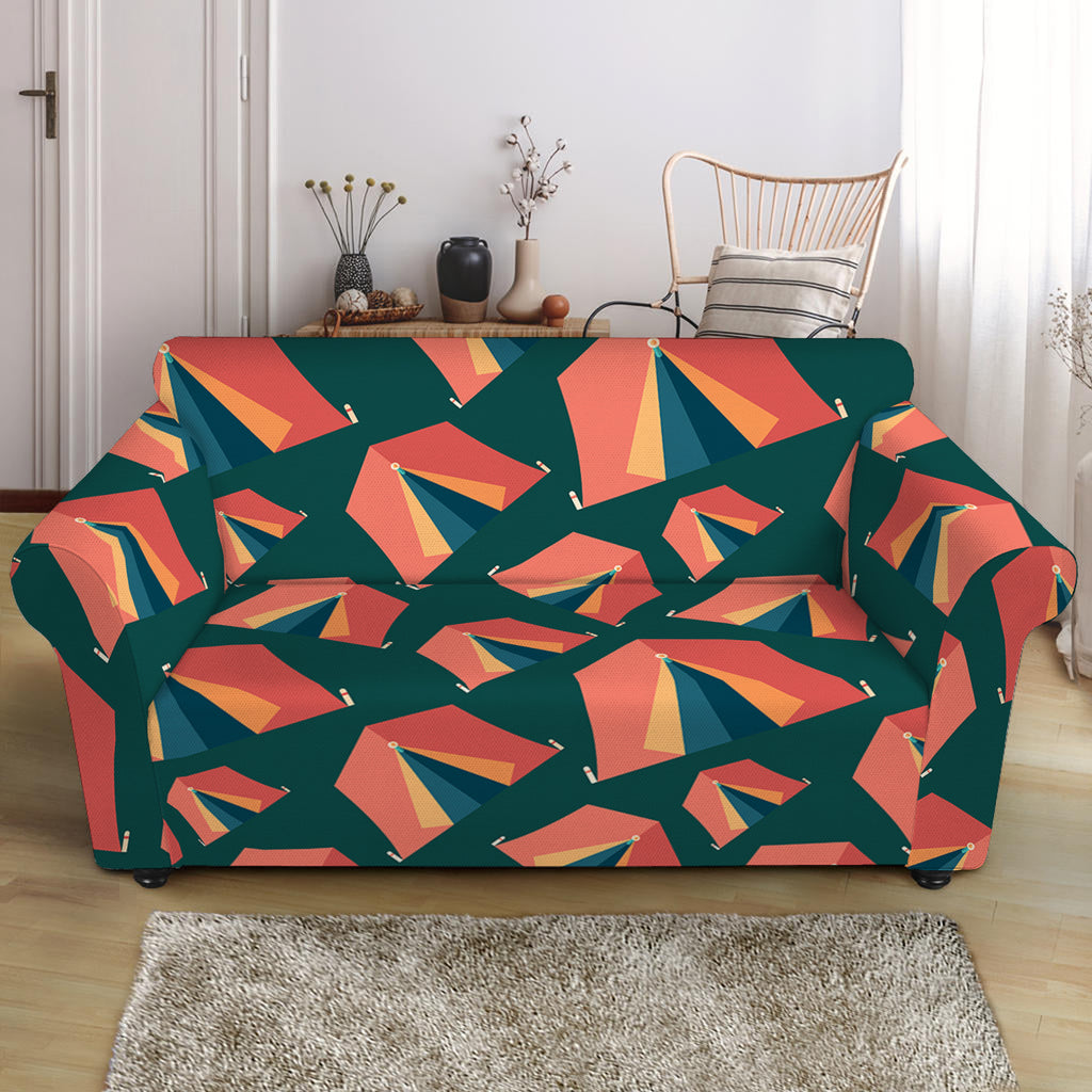 Camping Tent Pattern Print Loveseat Slipcover