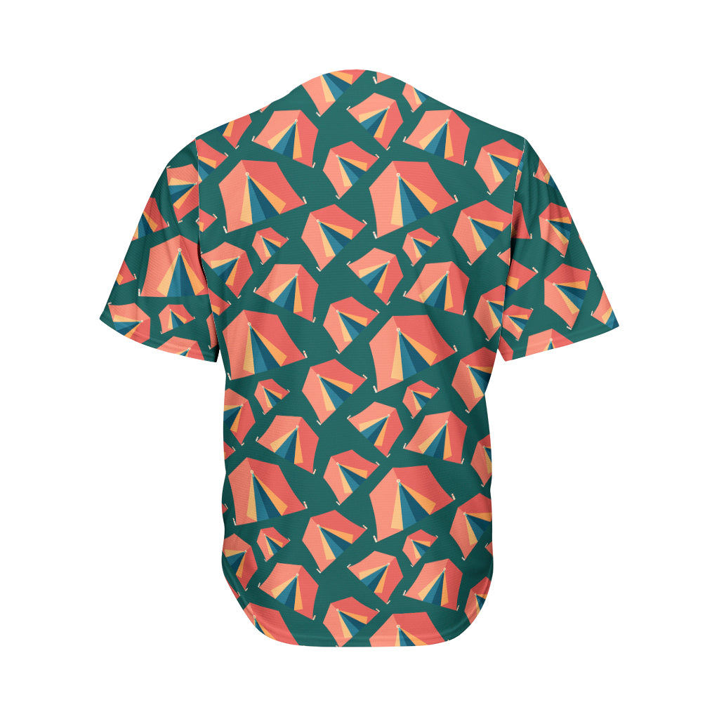 Camping Tent Pattern Print Men's Baseball Jersey