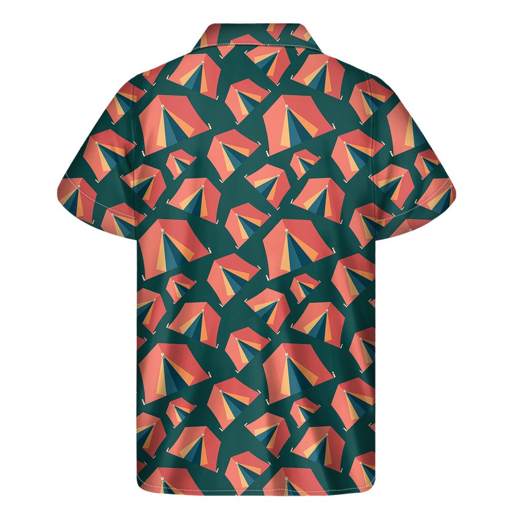 Camping Tent Pattern Print Men's Short Sleeve Shirt