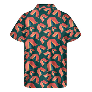 Camping Tent Pattern Print Men's Short Sleeve Shirt