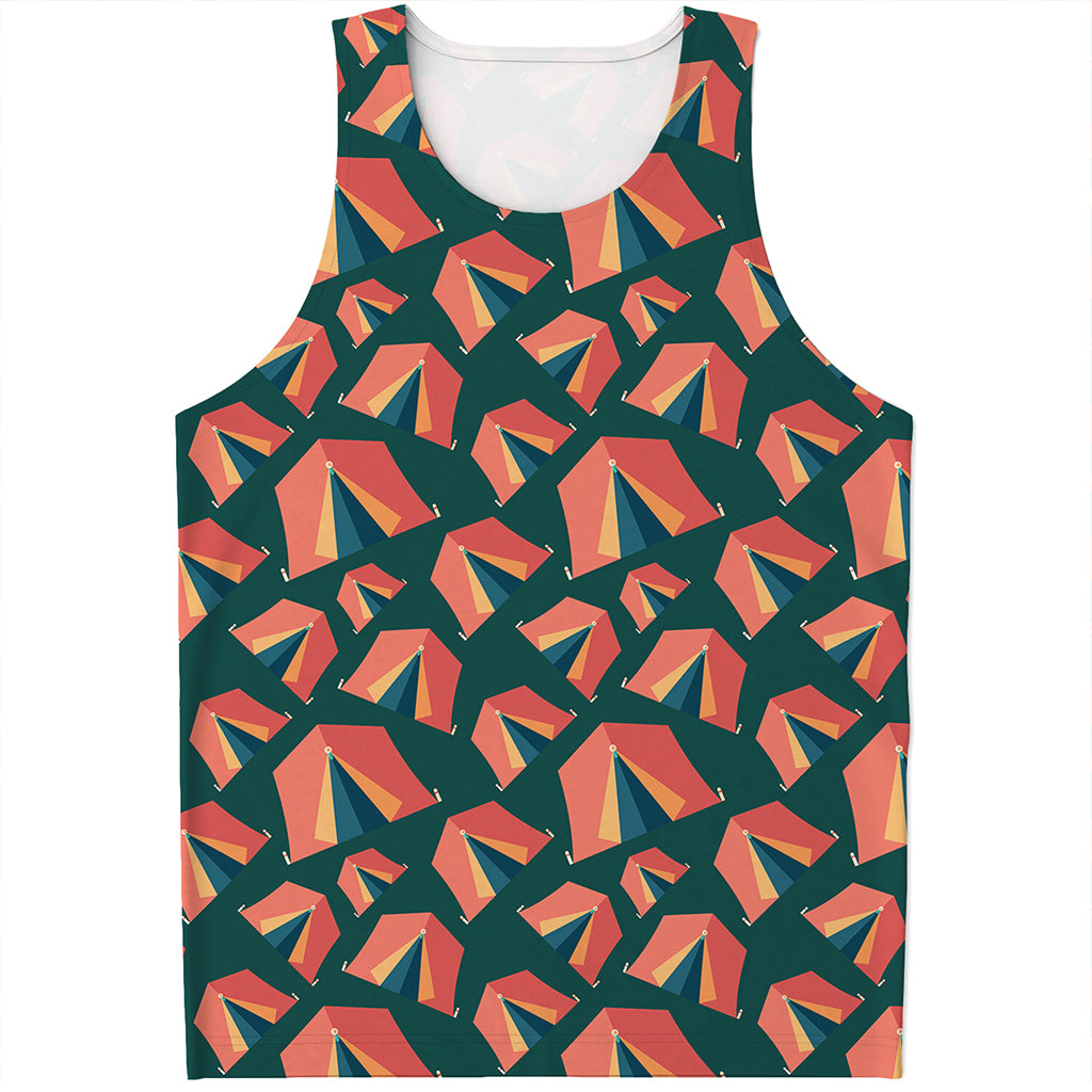 Camping Tent Pattern Print Men's Tank Top