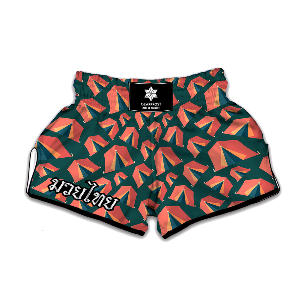 Camping Tent Pattern Print Muay Thai Boxing Shorts