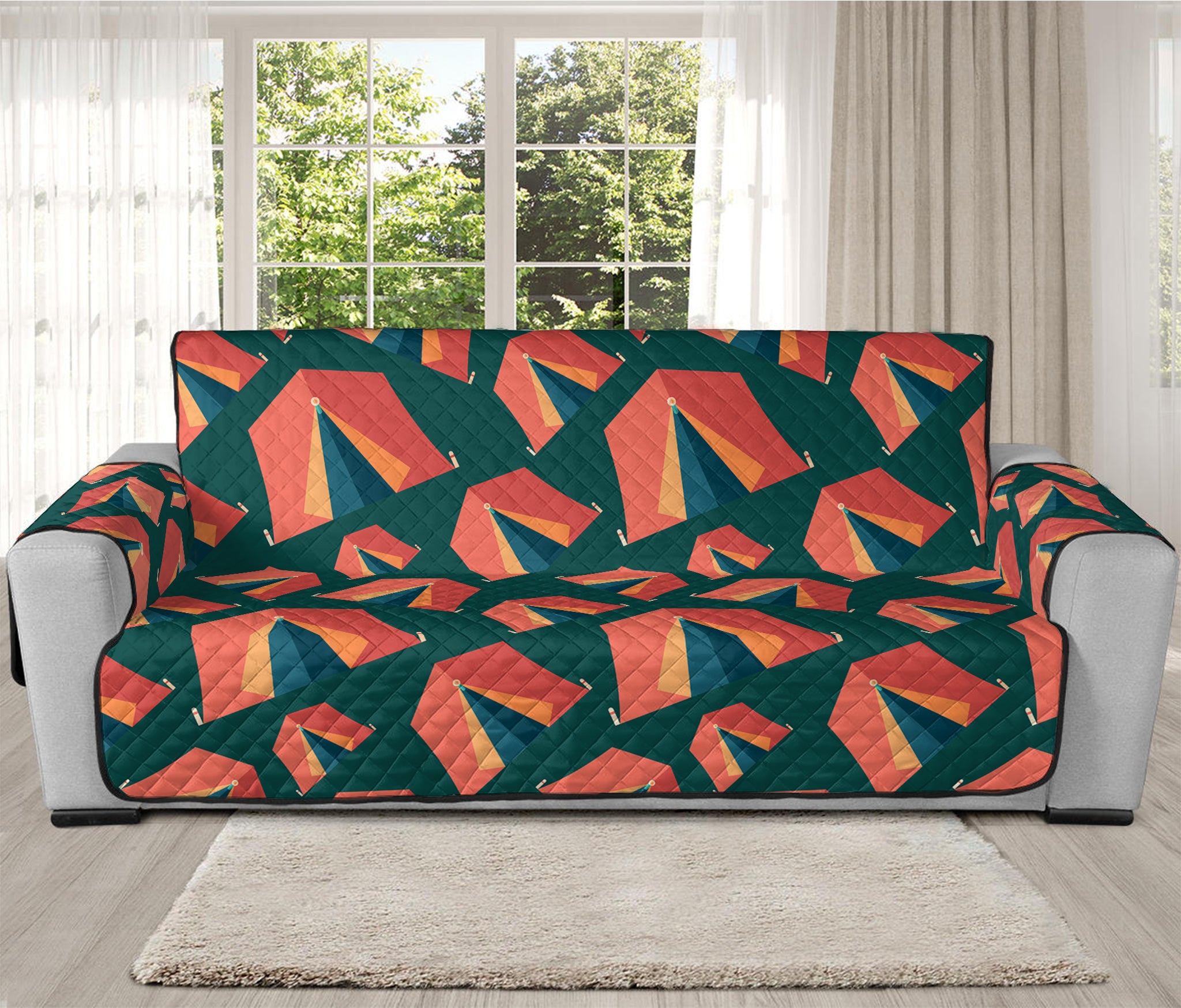 Camping Tent Pattern Print Oversized Sofa Protector