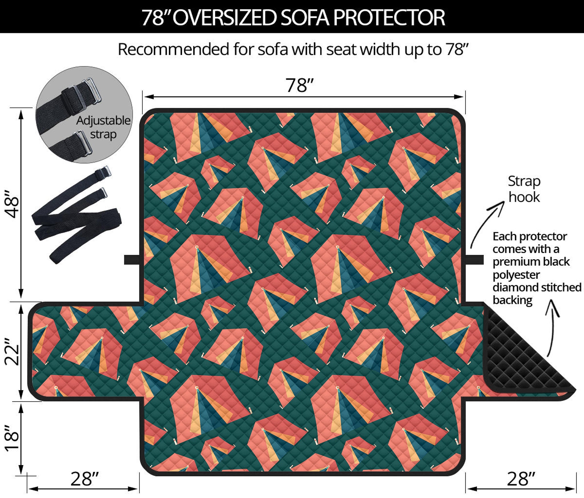 Camping Tent Pattern Print Oversized Sofa Protector