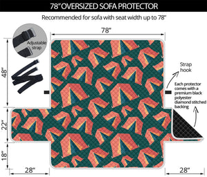 Camping Tent Pattern Print Oversized Sofa Protector