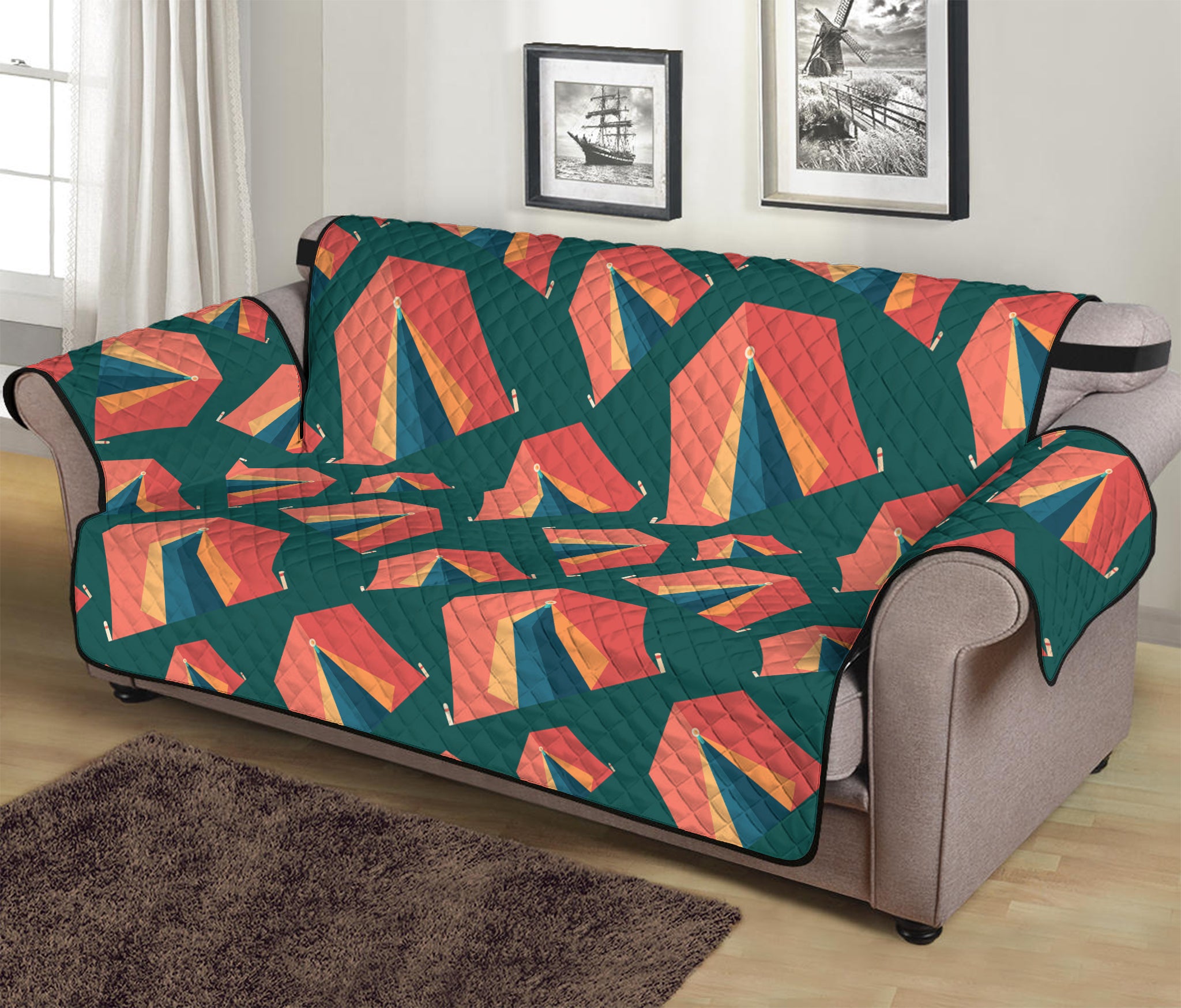 Camping Tent Pattern Print Sofa Protector