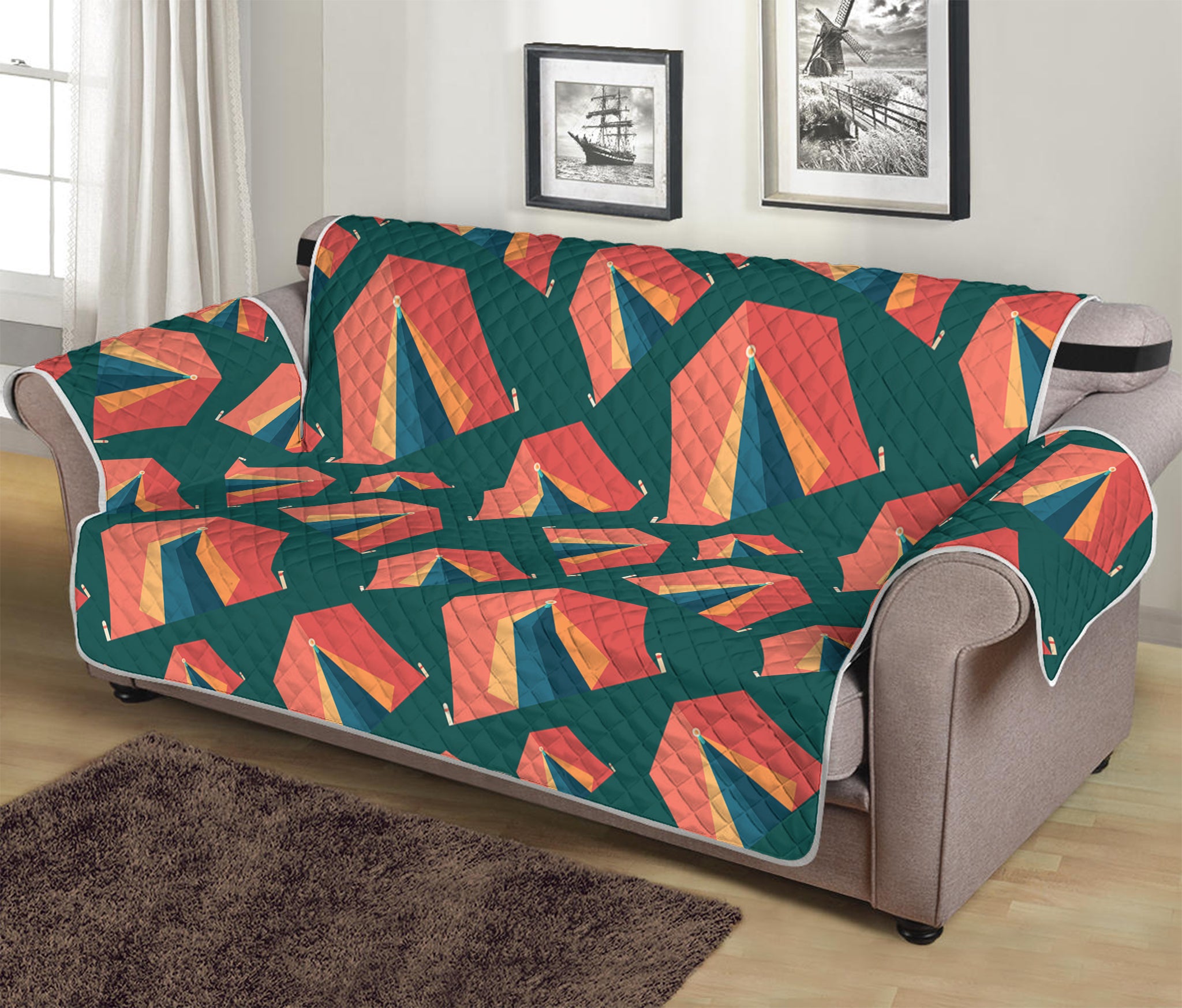 Camping Tent Pattern Print Sofa Protector